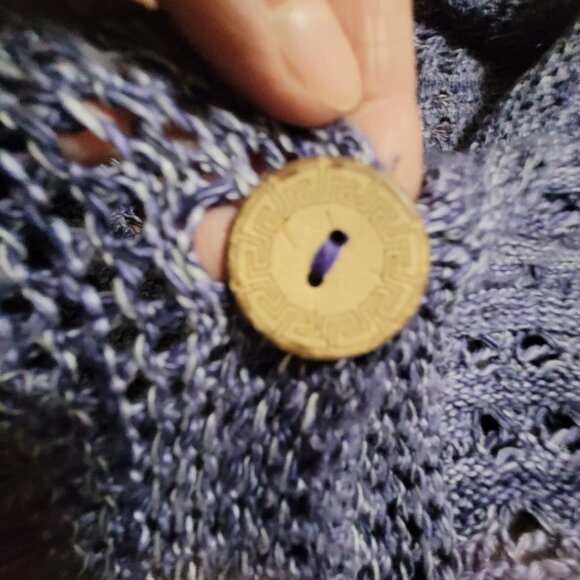 Coldwater Creek Open Knit Short Sleeved Cardigan - Grape - Picture 5 of 5